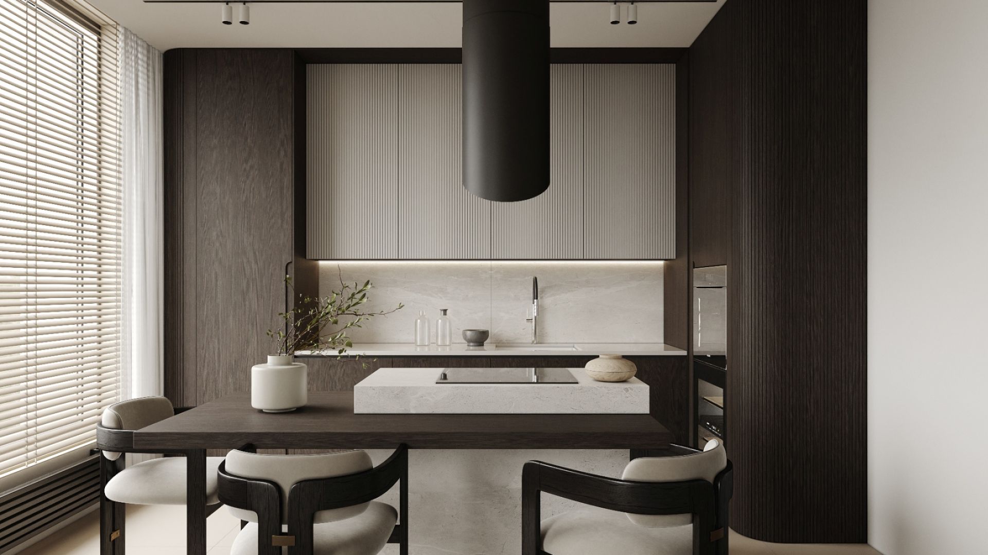 Okap wyspowy Hiro Black Matt - Czarny Matt - Wizualizacja 4