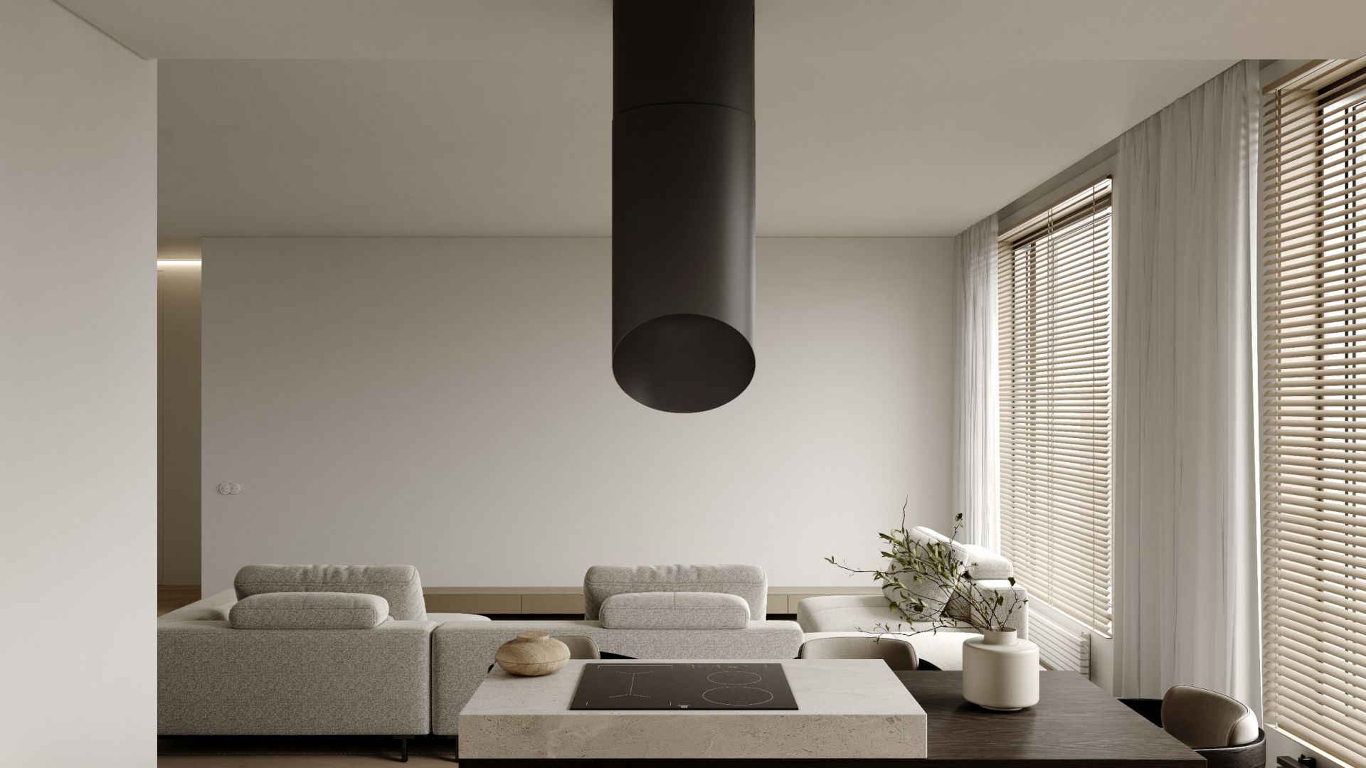 Okap wyspowy Hiro Black Matt - Czarny Matt - Wizualizacja 5