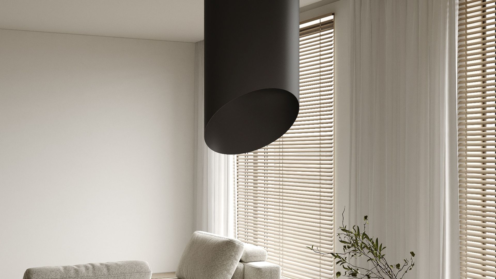 Okap wyspowy Hiro Black Matt - Czarny Matt - Wizualizacja 7