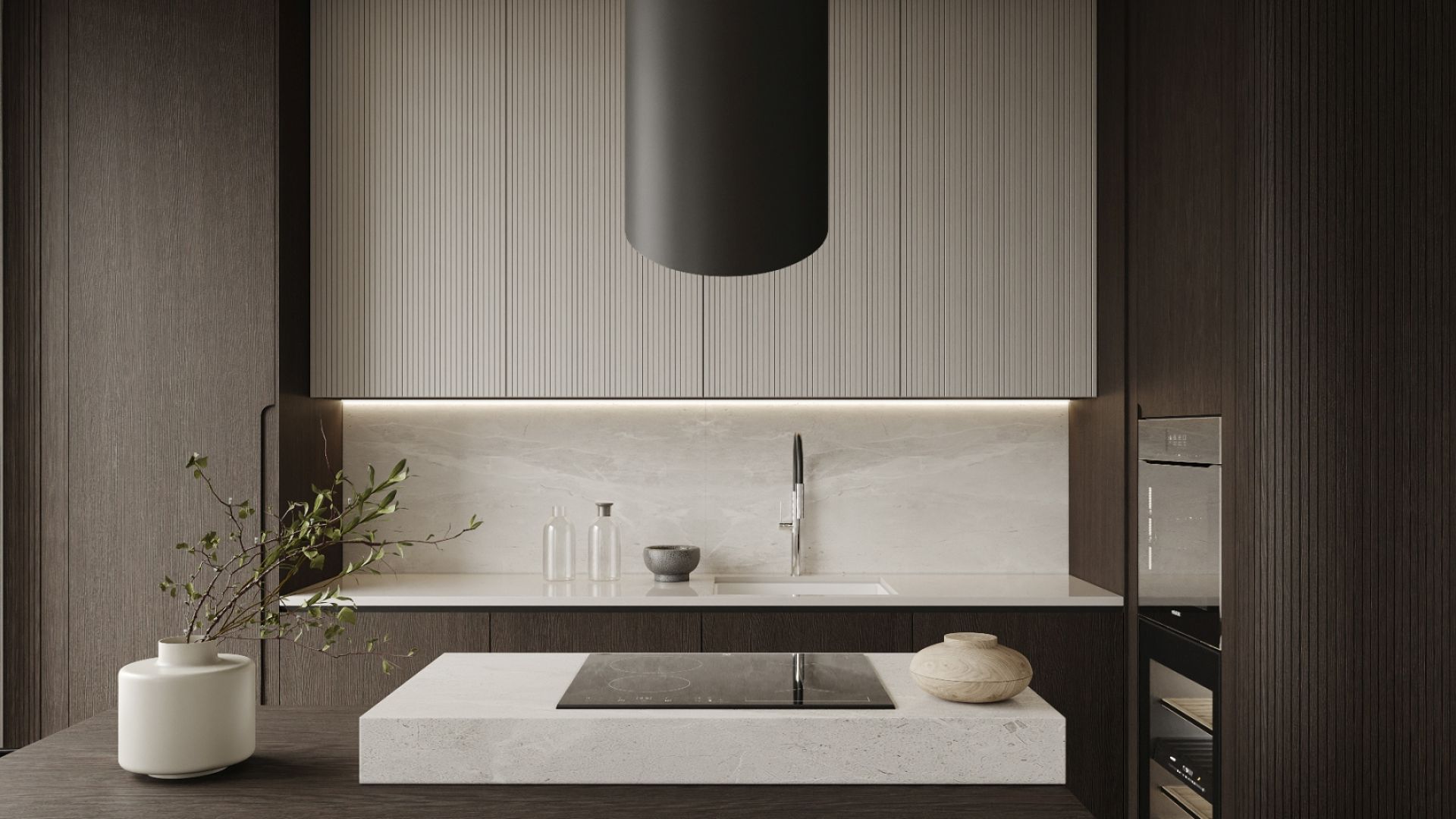 Okap wyspowy Hiro Black Matt - Czarny Matt - Wizualizacja 8