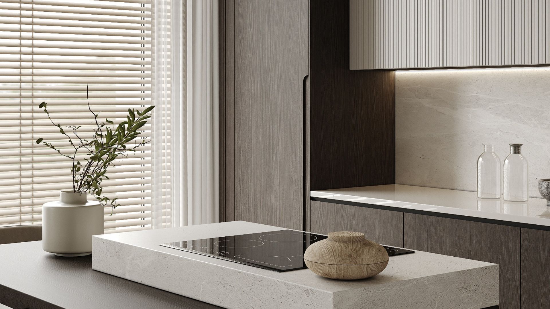 Okap wyspowy Hiro Black Matt - Czarny Matt - Wizualizacja 9