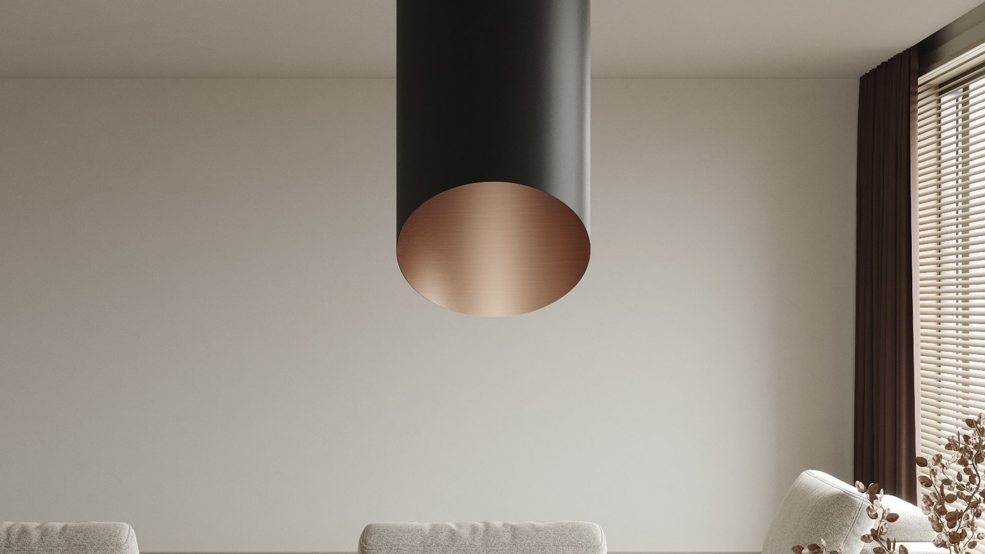 Okap wyspowy Hiro Color Black-Copper - Czarny Matt/Miedziany - Wizualizacja 3