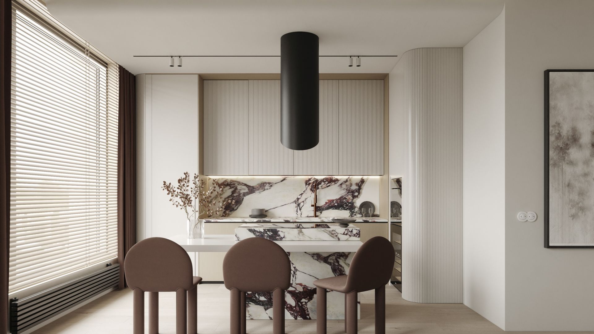 Okap wyspowy Hiro Color Black-Copper - Czarny Matt/Miedziany - Wizualizacja 4