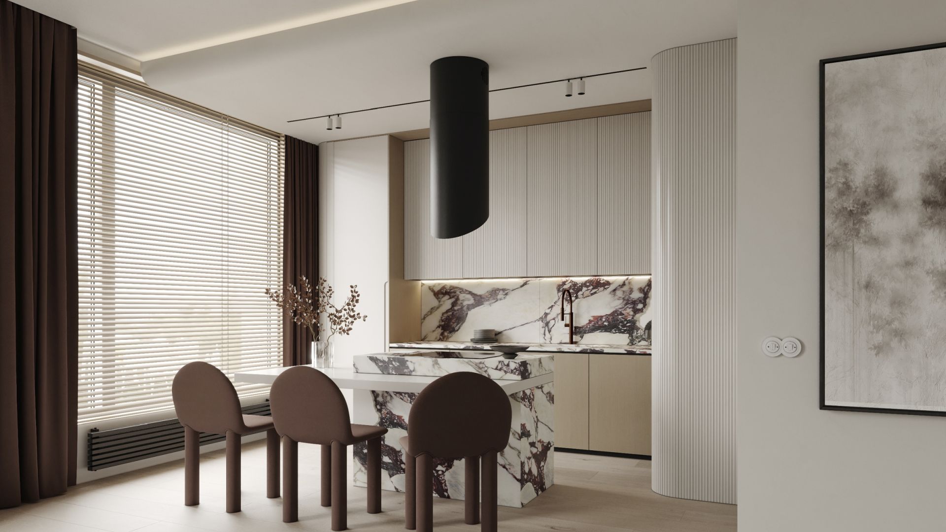 Okap wyspowy Hiro Color Black-Copper - Czarny Matt/Miedziany - Wizualizacja 6