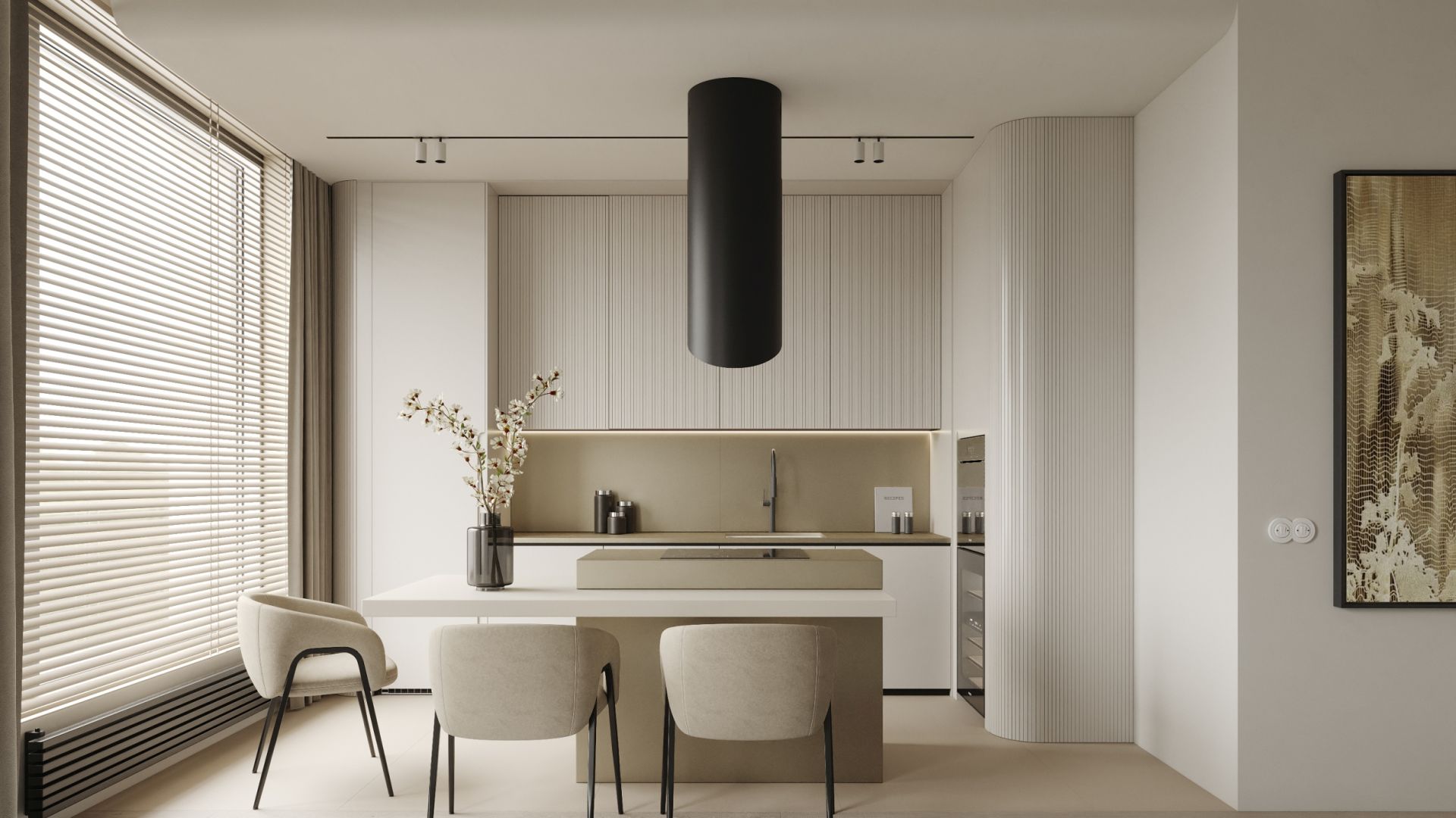 Okap wyspowy Hiro Color Black-Gold - Czarny Matt/Złoty - Wizualizacja 2