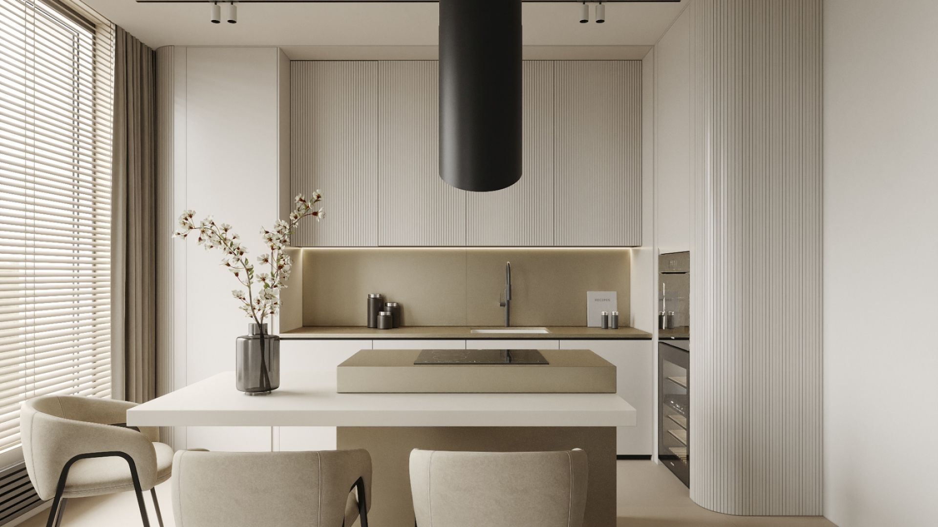 Okap wyspowy Hiro Color Black-Gold - Czarny Matt/Złoty - Wizualizacja 4