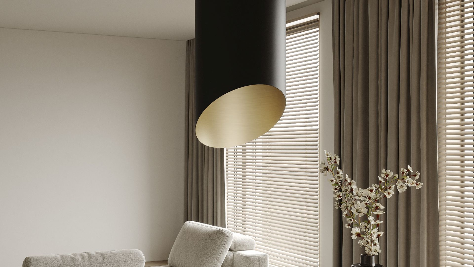 Okap wyspowy Hiro Color Black-Gold - Czarny Matt/Złoty - Wizualizacja 5