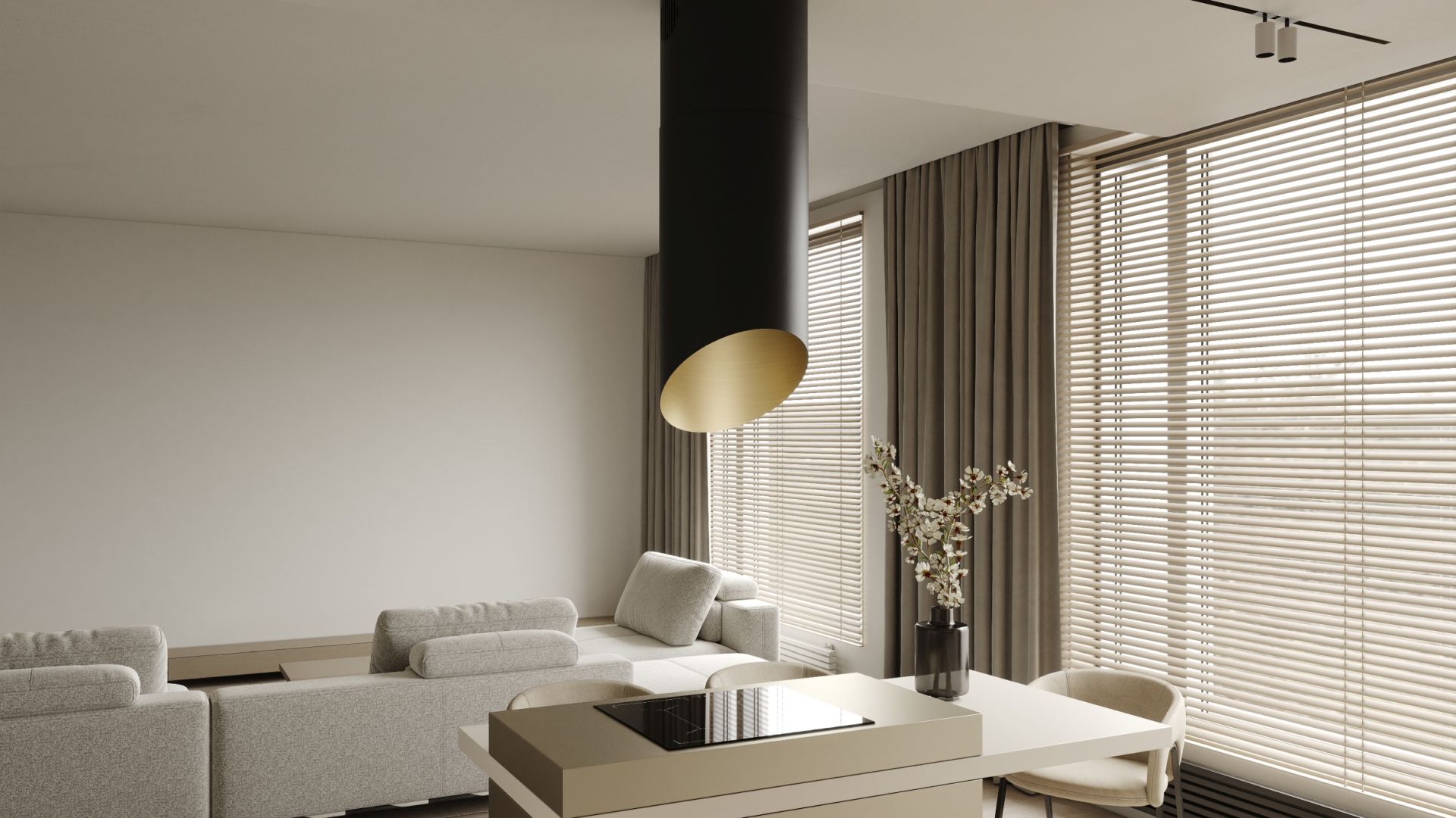 Okap wyspowy Hiro Color Black-Gold - Czarny Matt/Złoty - Wizualizacja 7