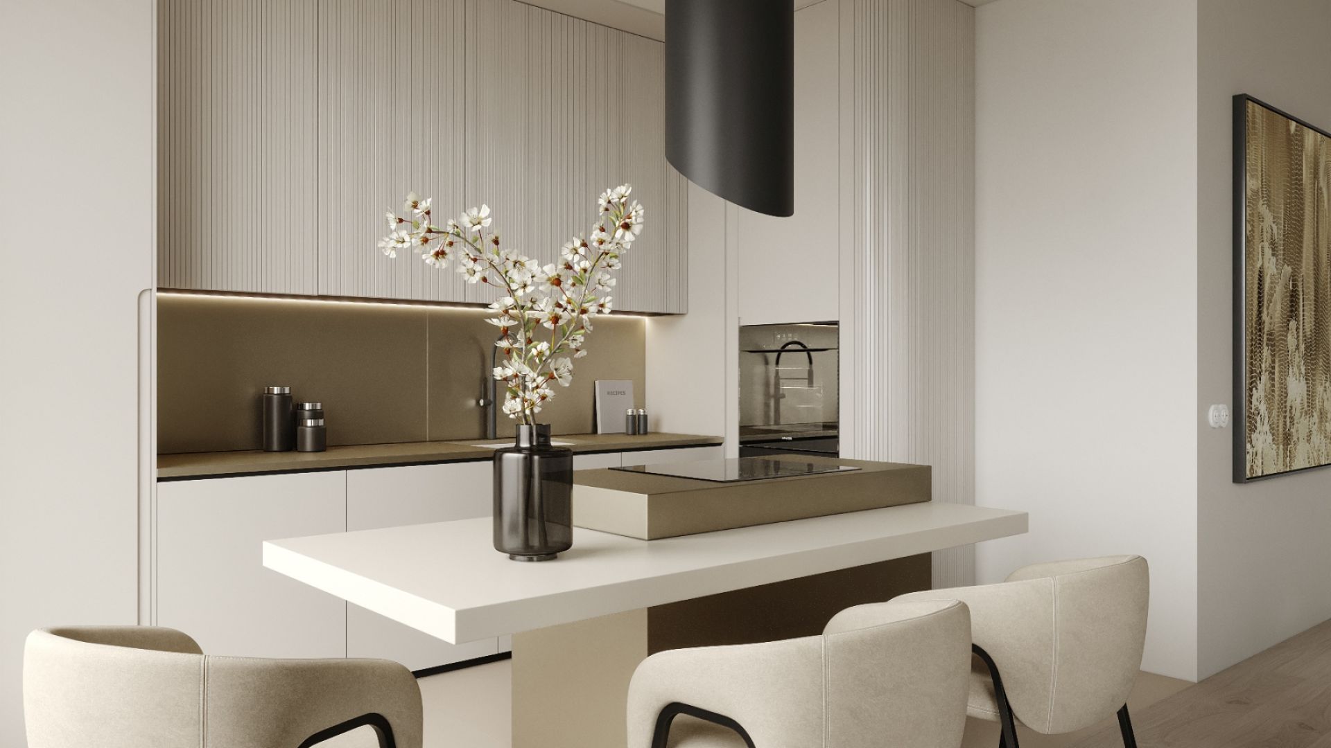 Okap wyspowy Hiro Color Black-Gold - Czarny Matt/Złoty - Wizualizacja 8