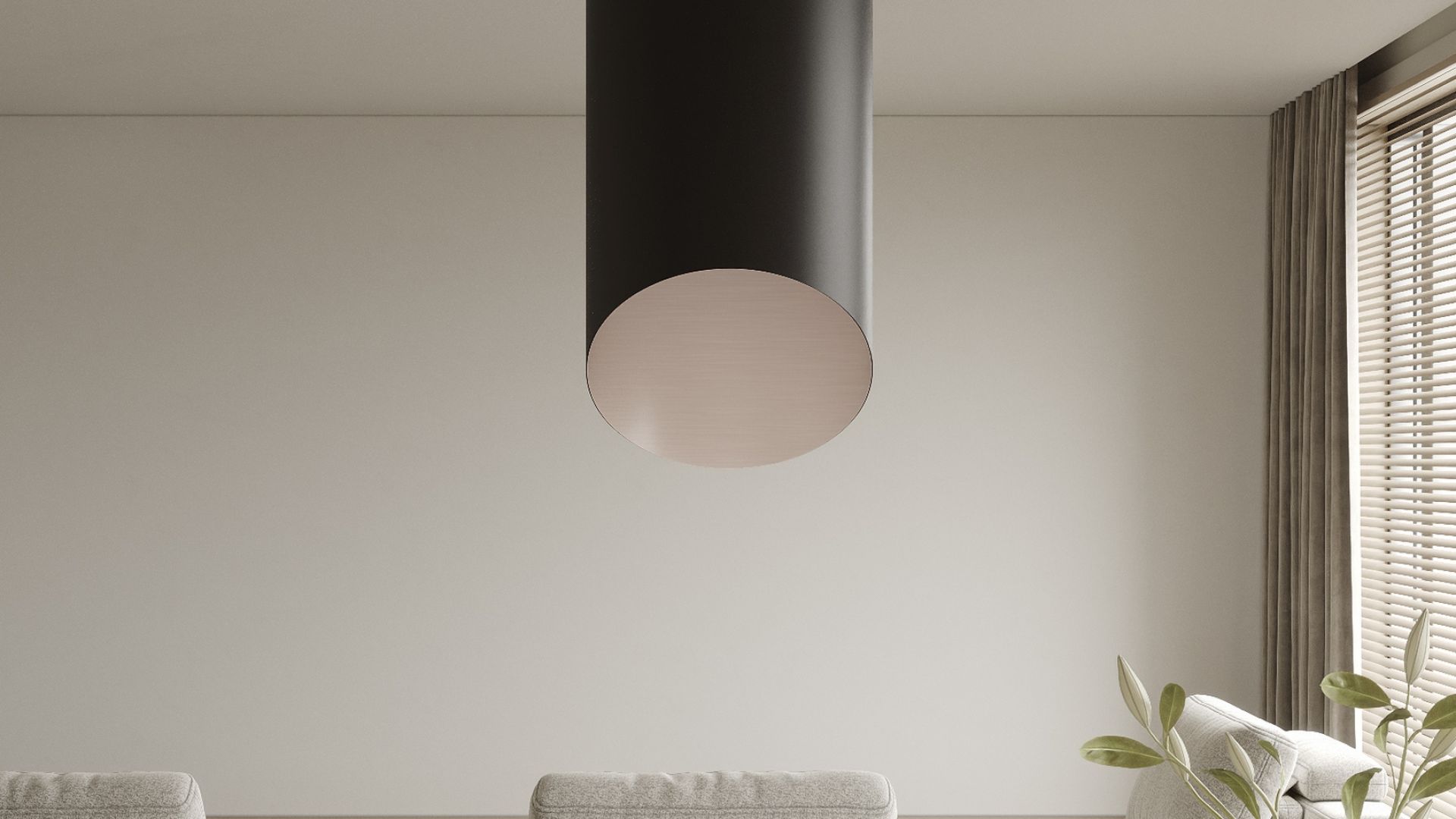 Okap wyspowy Hiro Color Black-Kashmir - Czarny Matt/Kashmir - Wizualizacja 2