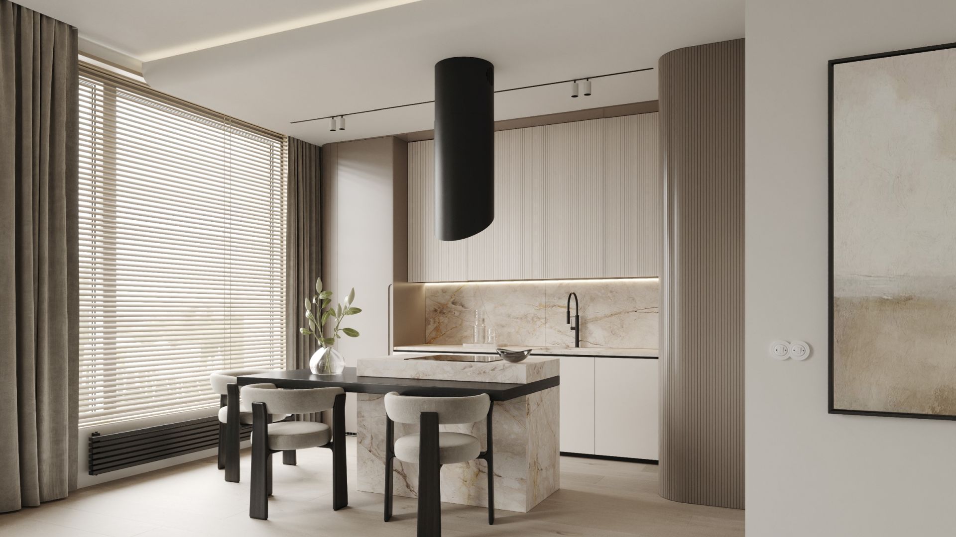 Okap wyspowy Hiro Color Black-Kashmir - Czarny Matt/Kashmir - Wizualizacja 9