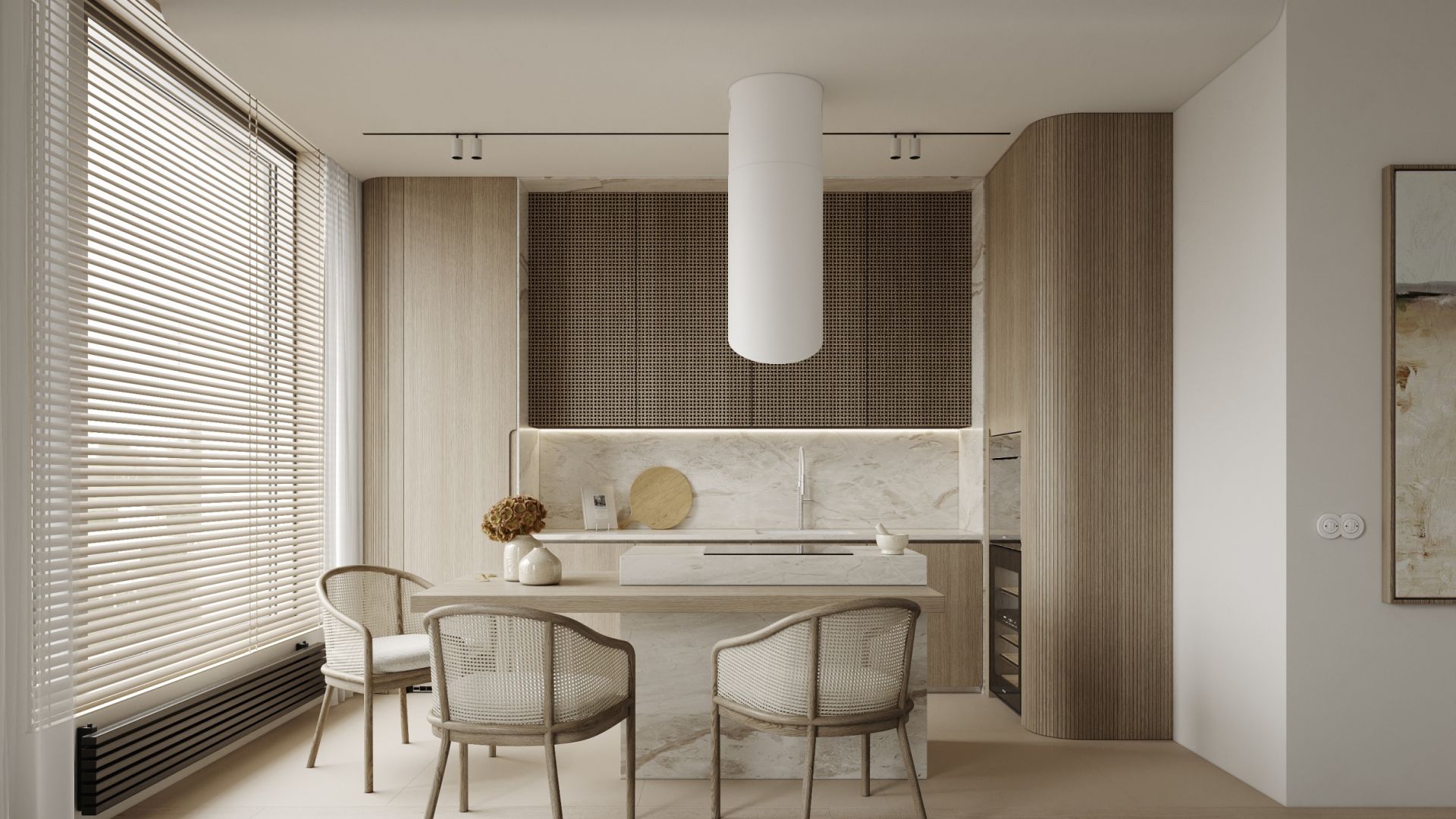 Okap wyspowy Hiro White Matt - Biały Matt - Wizualizacja 2