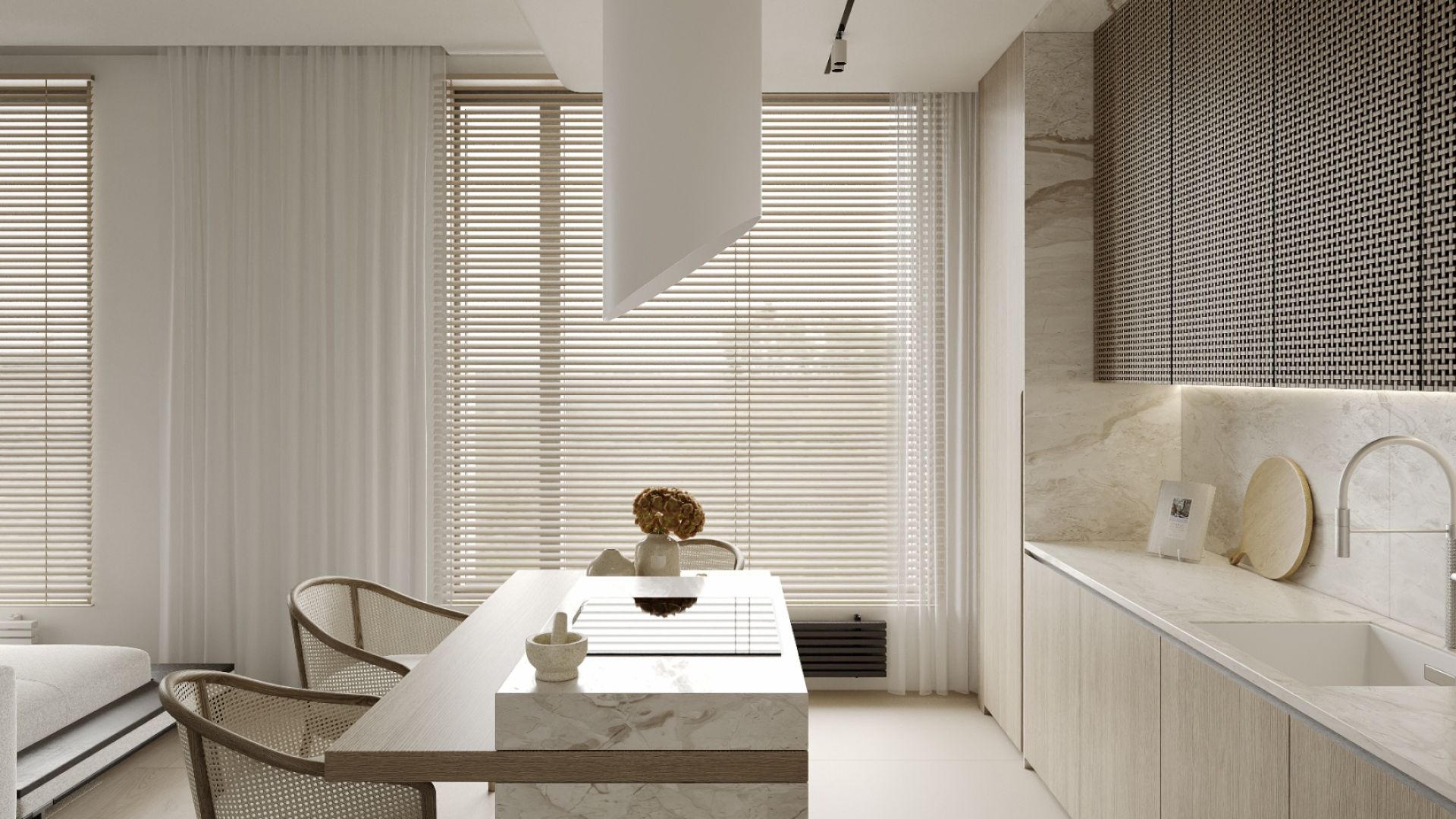 Okap wyspowy Hiro White Matt - Biały Matt - Wizualizacja 7