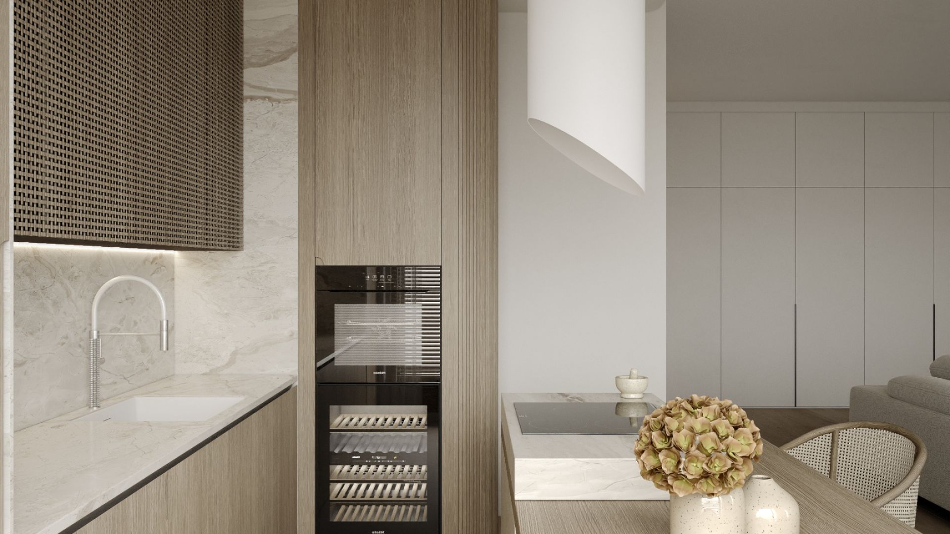 Okap wyspowy Hiro White Matt - Biały Matt - Wizualizacja 8