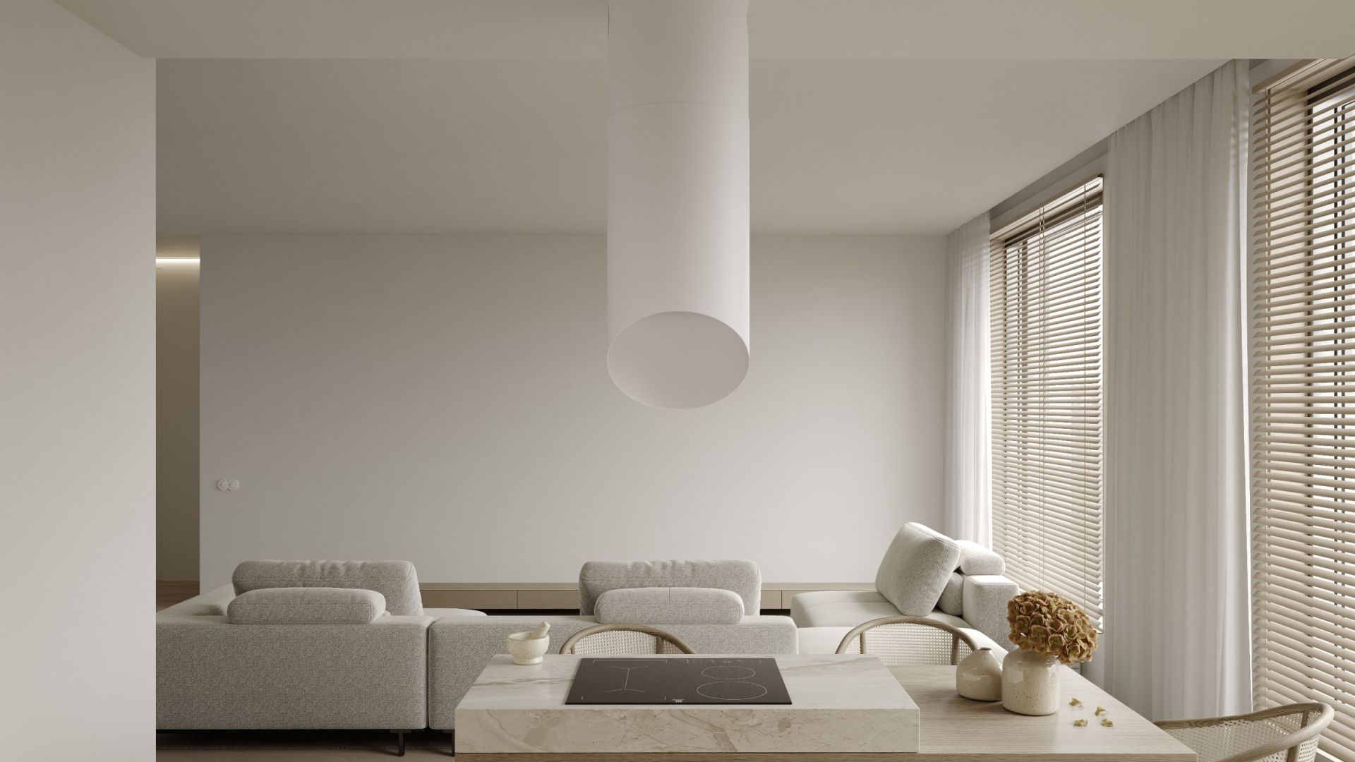 Okap wyspowy Hiro White Matt - Biały Matt - Wizualizacja