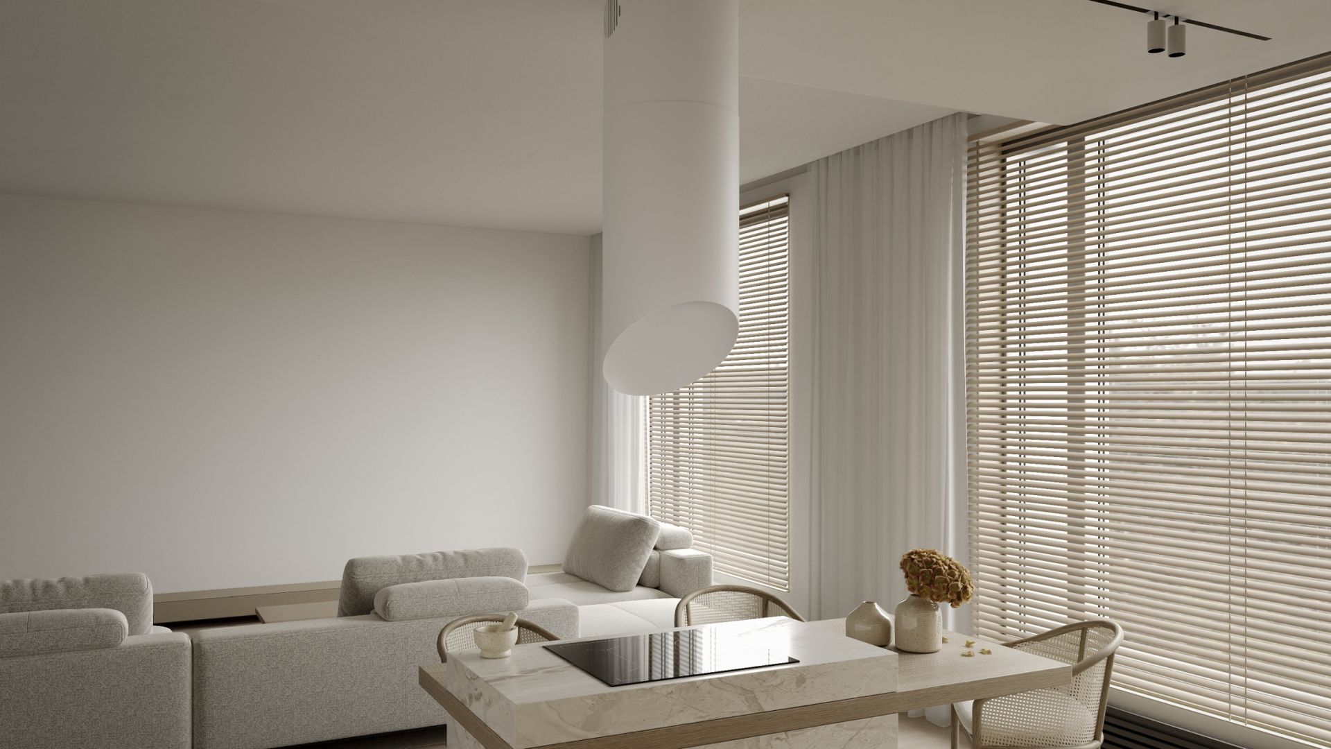 Okap wyspowy Hiro White Matt - Biały Matt - Wizualizacja 9