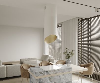 Okap wyspowy Hiro Color White-Gold - Biały Matt/Złoty - 40 cm - Wizualizacja