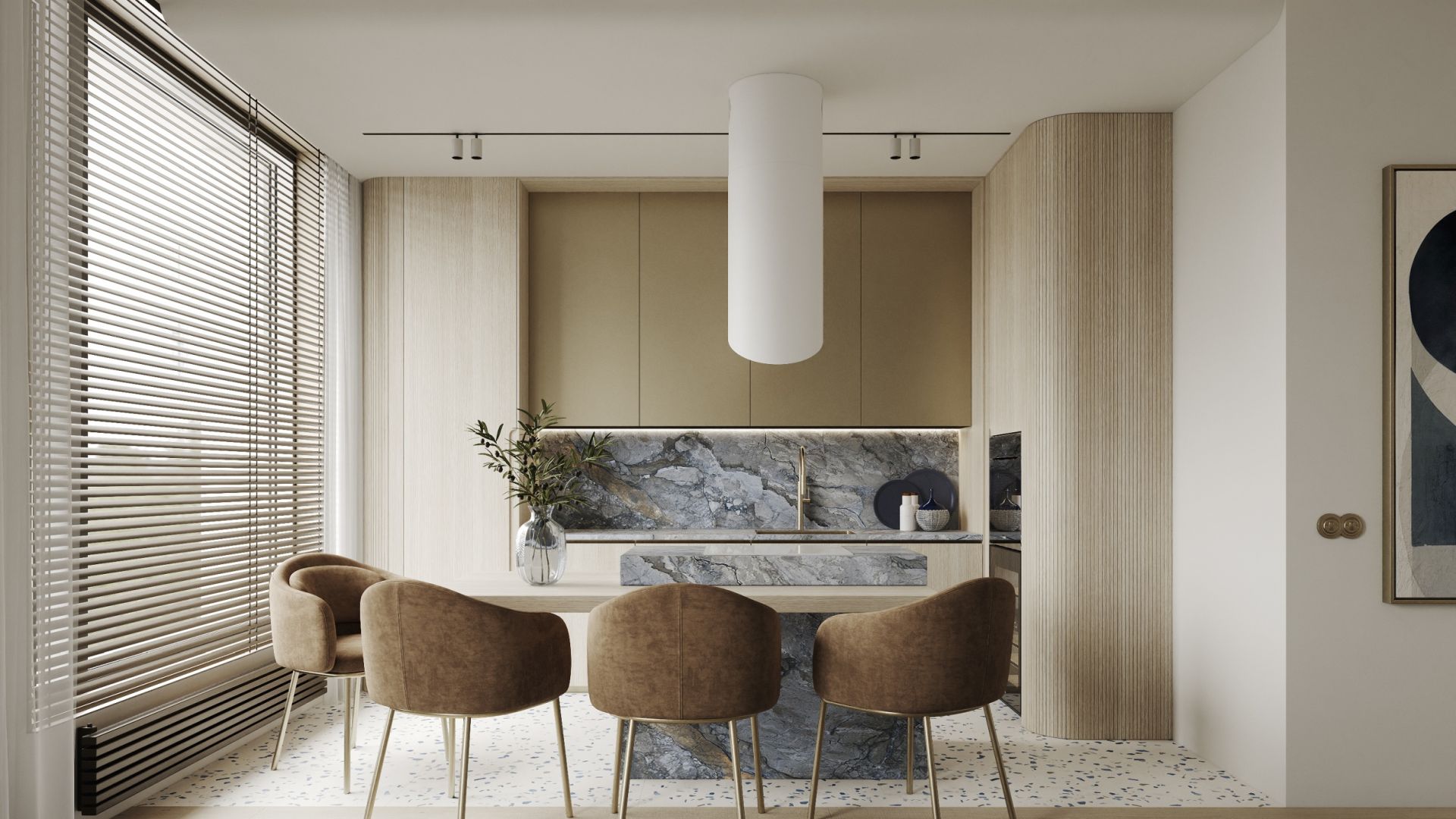 Okap wyspowy Hiro Color White-Gold - Biały Matt/Złoty - Wizualizacja 5