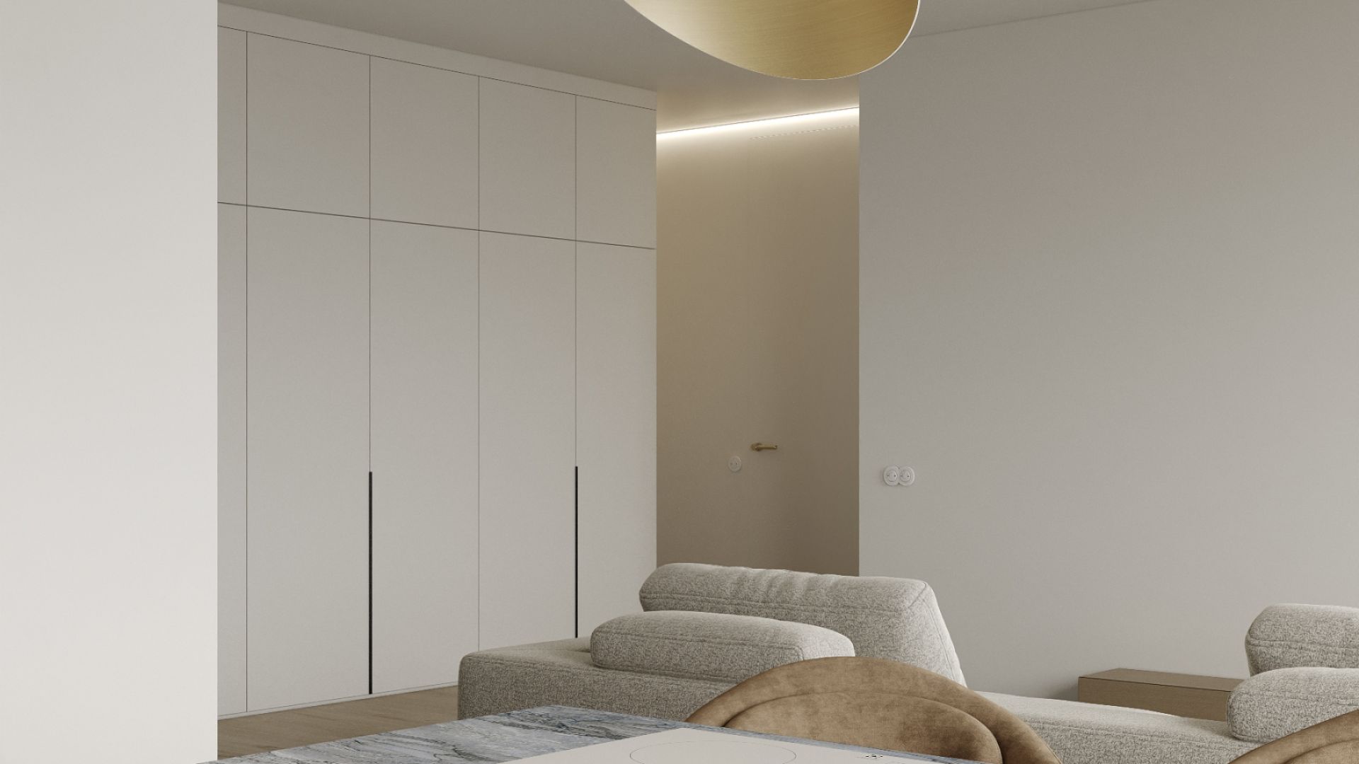 Okap wyspowy Hiro Color White-Gold - Biały Matt/Złoty - Wizualizacja 9