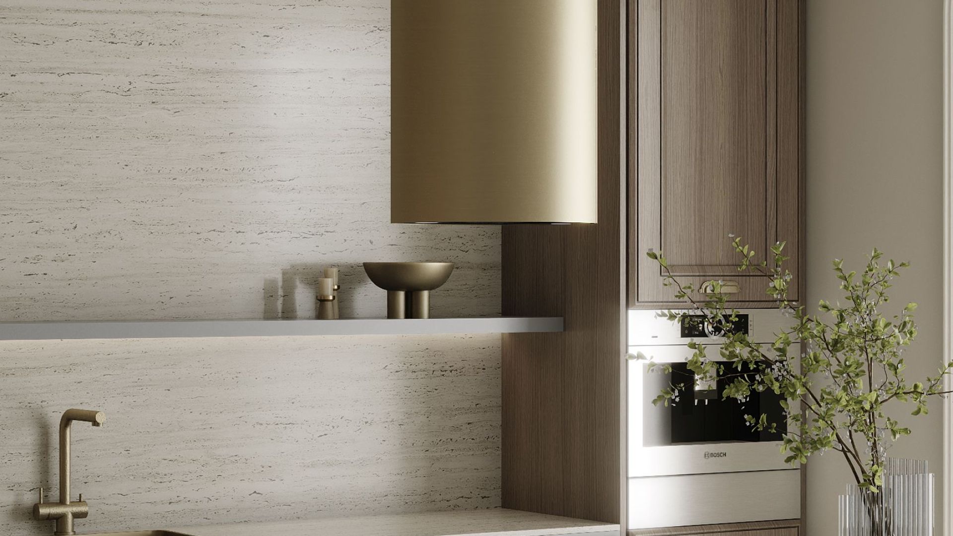 Okap wyspowy Cylindro Złoty - Gold - Wizualizacja 9